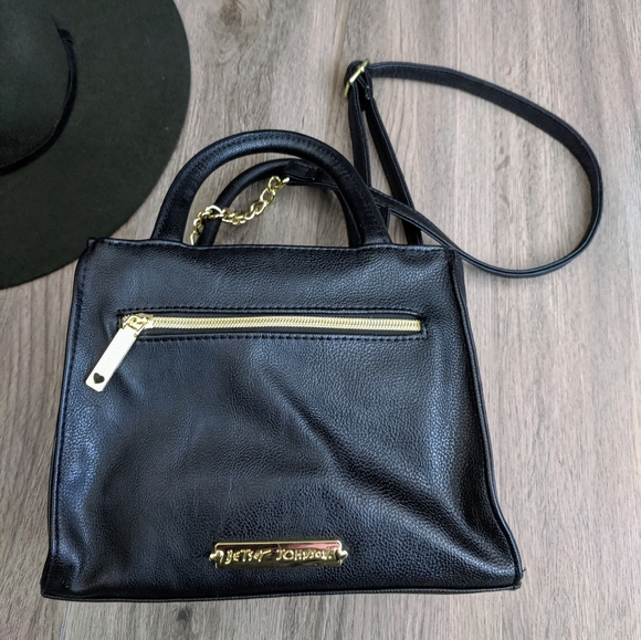 Betsey Johnson Black Faux Leather & Fur Purse - Picture 2 of 11